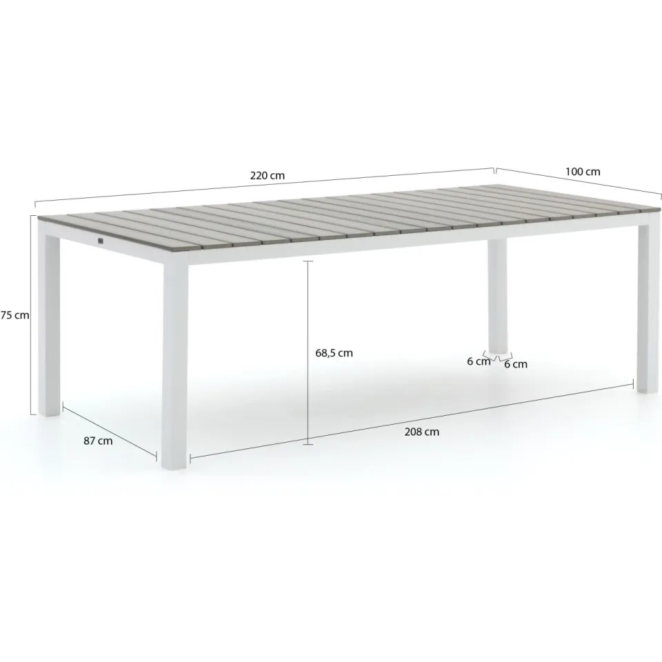 Forza Furniture Forza Ripi/Fidenza 220cm dining tuinset 7-delig stapelbaar grijs, foto 3