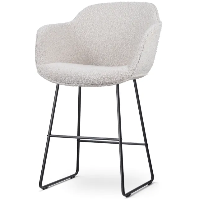 Nolon Nino-Mare barkruk bouclé beige - zwart onderstel - 65 cm
