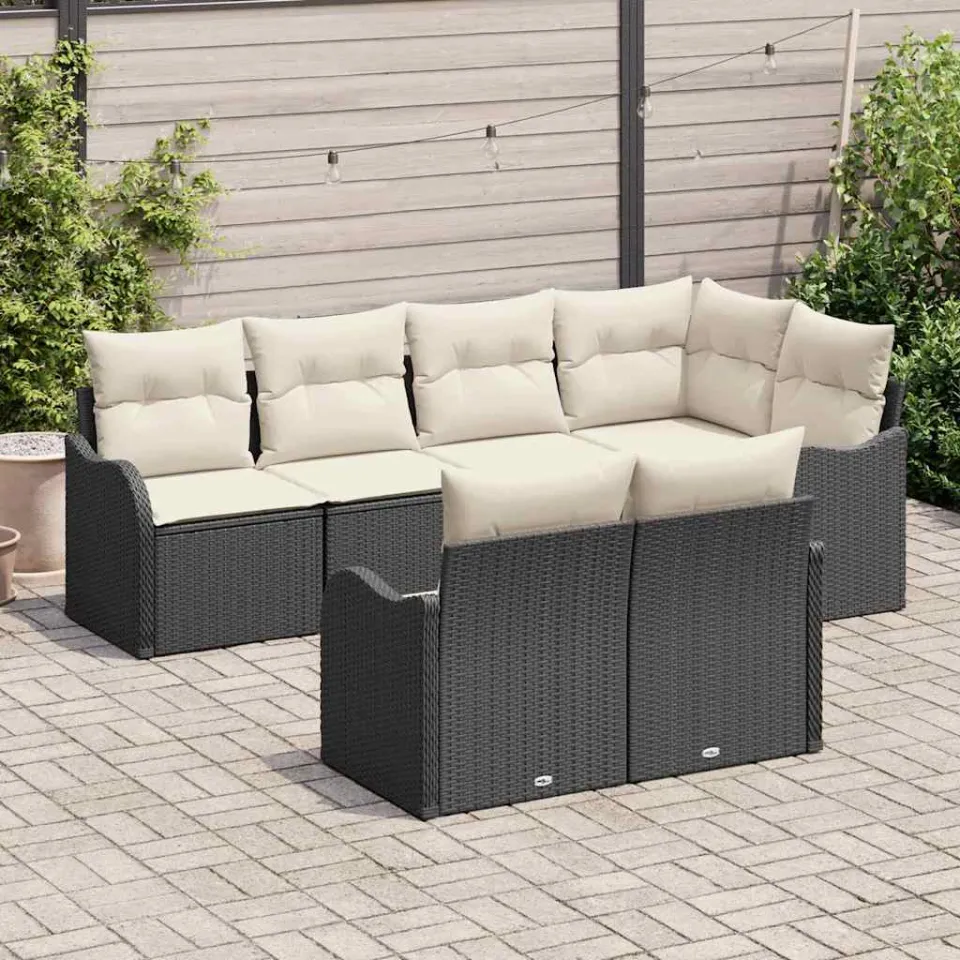 vidaXL Tuin Sofa Set 7 st Zwart poly rattan, foto 2