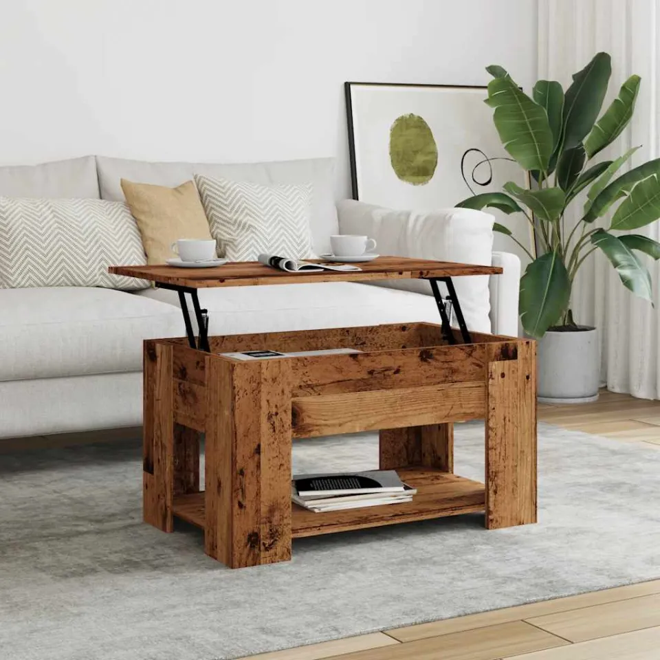 vidaXL Salontafel 79x49x41 cm bewerkt hout oud houtkleurig bruin, foto 2