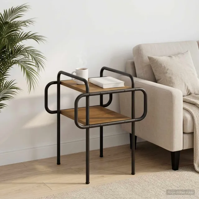 vidaXL Salontafel Artisanaal eiken 40 x 40 x 51 cm Bewerkt hout, foto 2