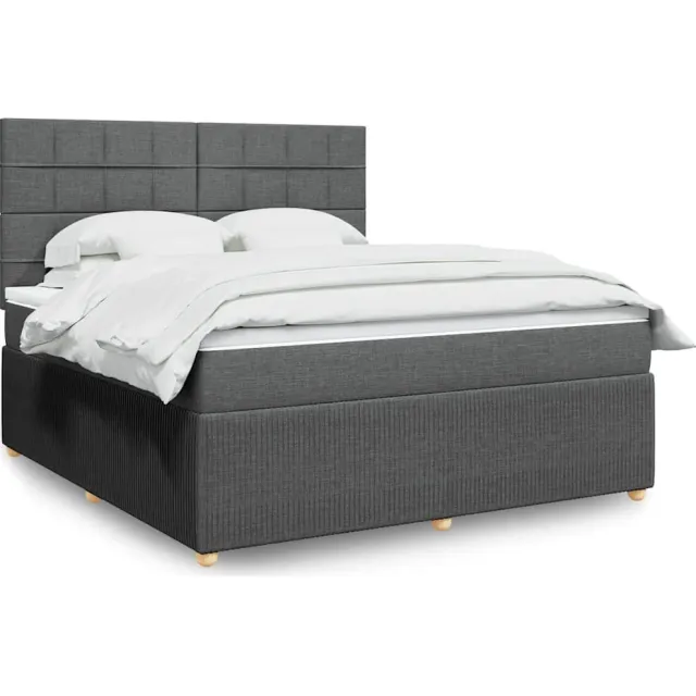 vidaXL Boxspring met matras stof donkergrijs 180x200 cm grijs