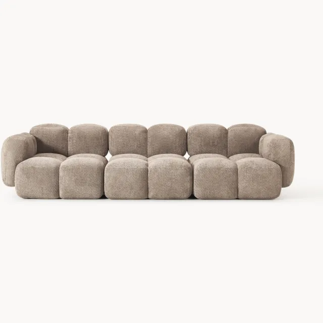 Westwing Collection Modulaire bank Tayla (4-zits) van teddy bouclé taupe