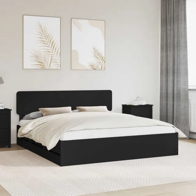 vidaXL Bedframe met lade Zwart 200 x 200 cm Geconstrueerd hout