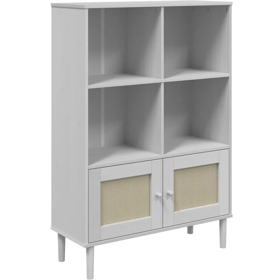 vidaXL Boekenkast SENJA rattan-look 90x35x130 cm grenenhout wit, foto 3