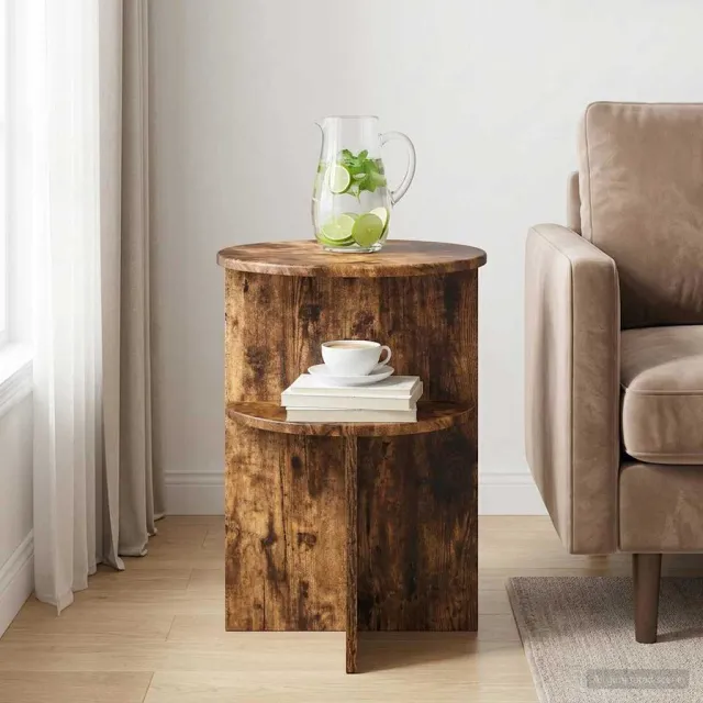 vidaXL Bijzettafel Gerookt eiken Ø 39,5 x 55 cm Bewerkt hout Bruin