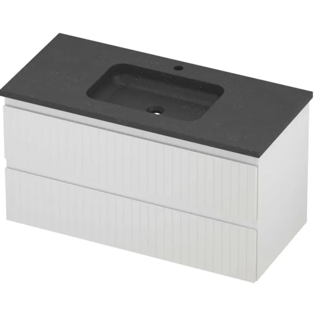 Proline Rollo Badmeubelset Hardsteen Elegant Gefreesd 100x46x54 cm Blue Stone Mat Wit