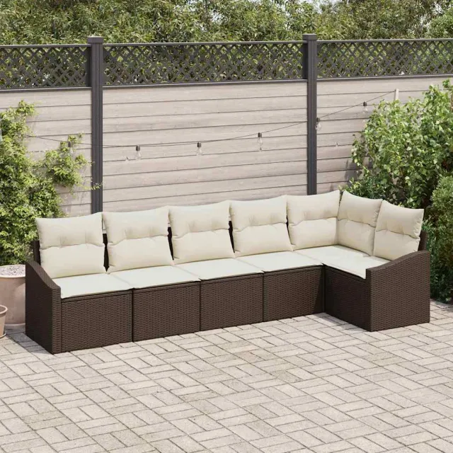 vidaXL Bankstel 6 st Bruin poly rattan, foto 2