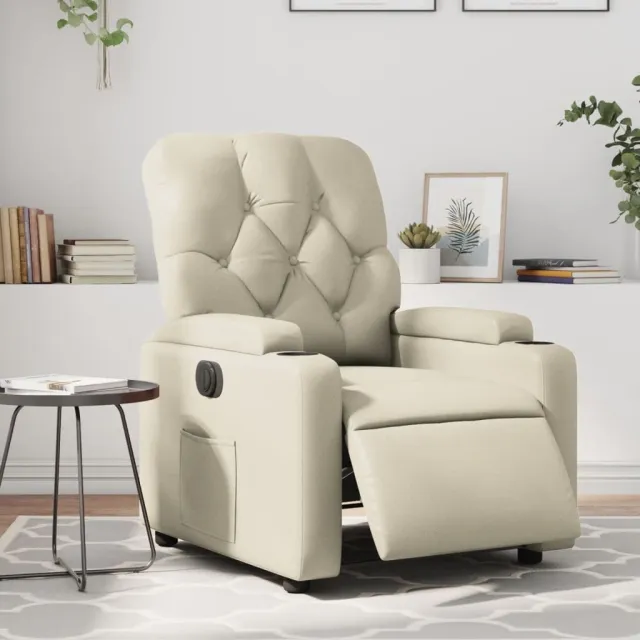 vidaXL Fauteuil elektrisch verstelbaar kunstleer crèmekleurig