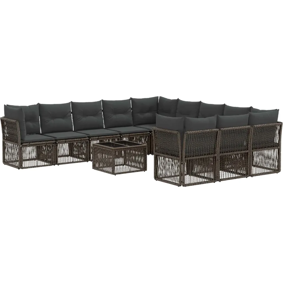 vidaXL Tuinbankenset 12 st 11-zits Grijs poly rattan, foto 3