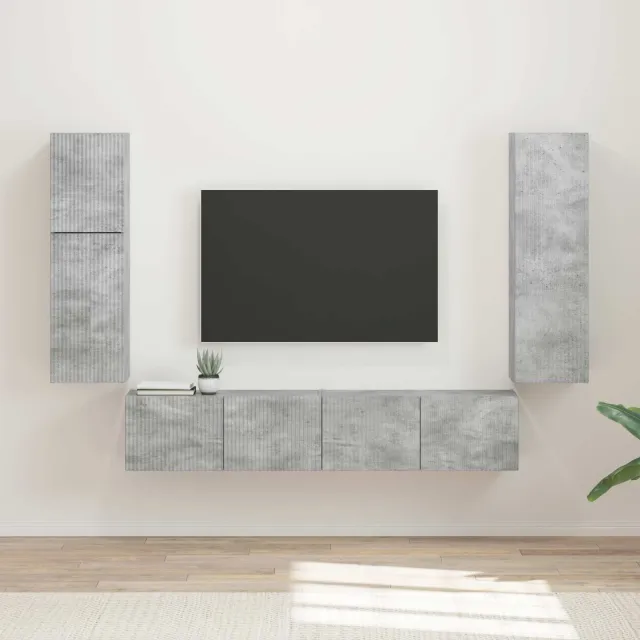 vidaXL Tv-meubelset 4 st Beton Grijs Bewerkt hout
