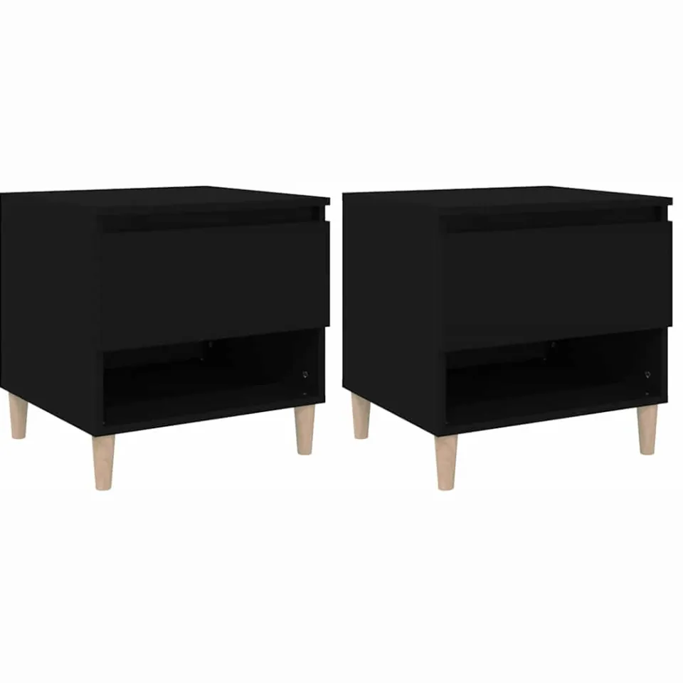 vidaXL Nachtkastjes 2 st 50x46x50 cm bewerkt hout zwart