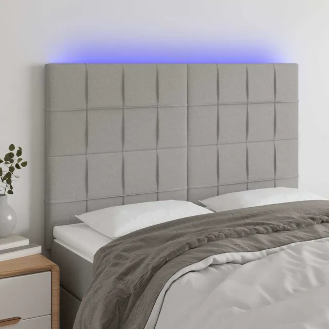 vidaXL Hoofdbord LED 144x5x118/128 cm stof lichtgrijs grijs