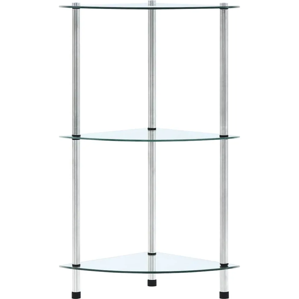 vidaXL Kastje 3-laags 30x30x67 cm gehard glas transparant transparent, foto 2