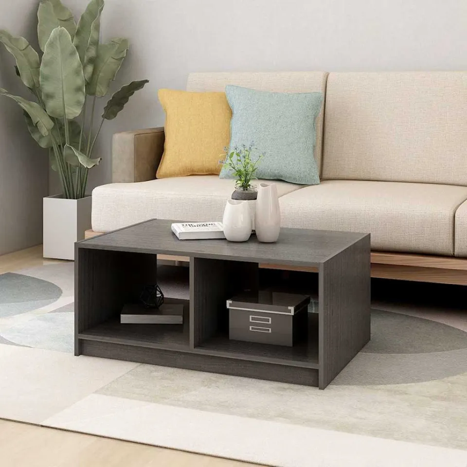 vidaXL Salontafel 75x50x33,5 cm massief grenenhout grijs, foto 3