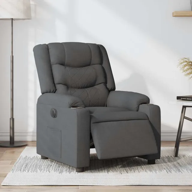 vidaXL Fauteuil elektrisch verstelbaar stof donkergrijs