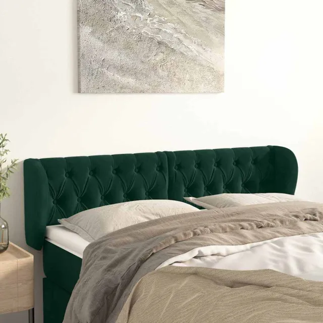vidaXL Hoofdbord met randen 163x23x78/88 cm fluweel donkergroen groen
