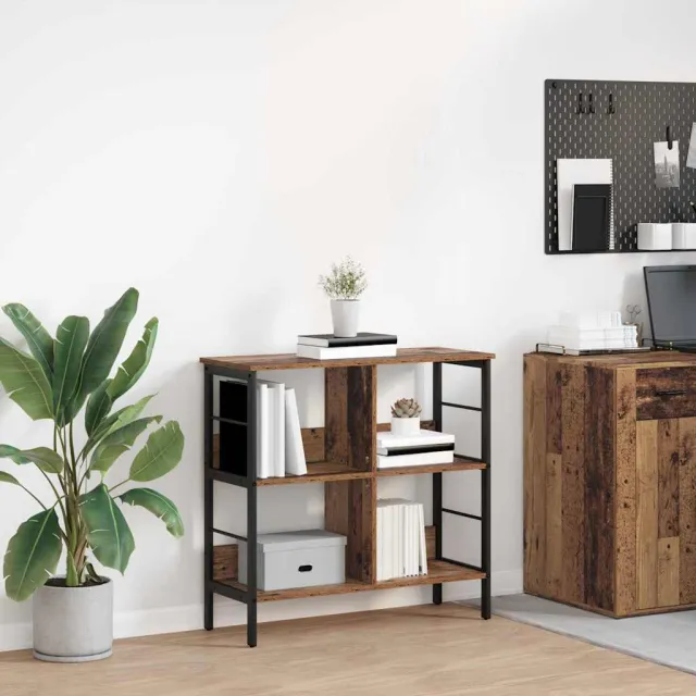vidaXL Boekenkast 4-laags 82 x 32 x 79 cm Bewerkt hout Oud Hout bruin, foto 2