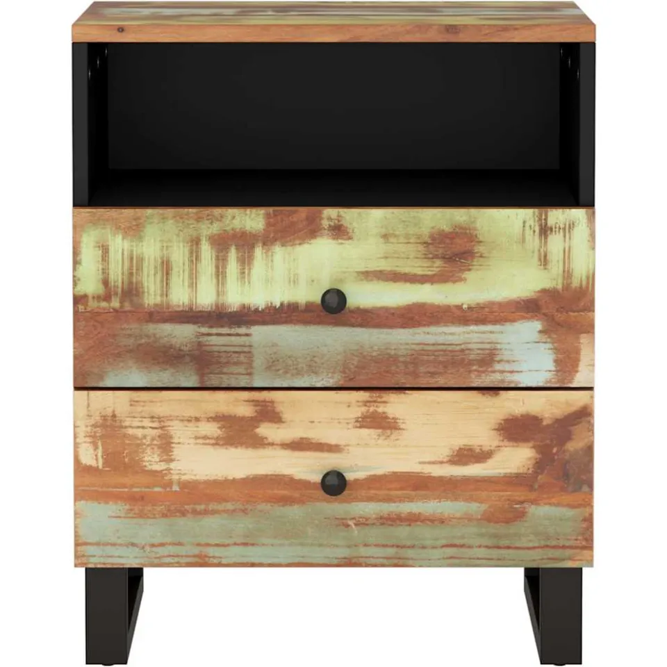 vidaXL Nachtkastje 50x33x62 cm massief gerecycled hout en bewerkt hout Meerkleurig