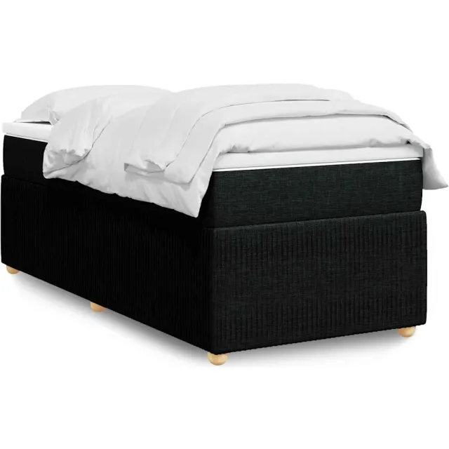 vidaXL Boxspring met matras stof zwart 90x200 cm