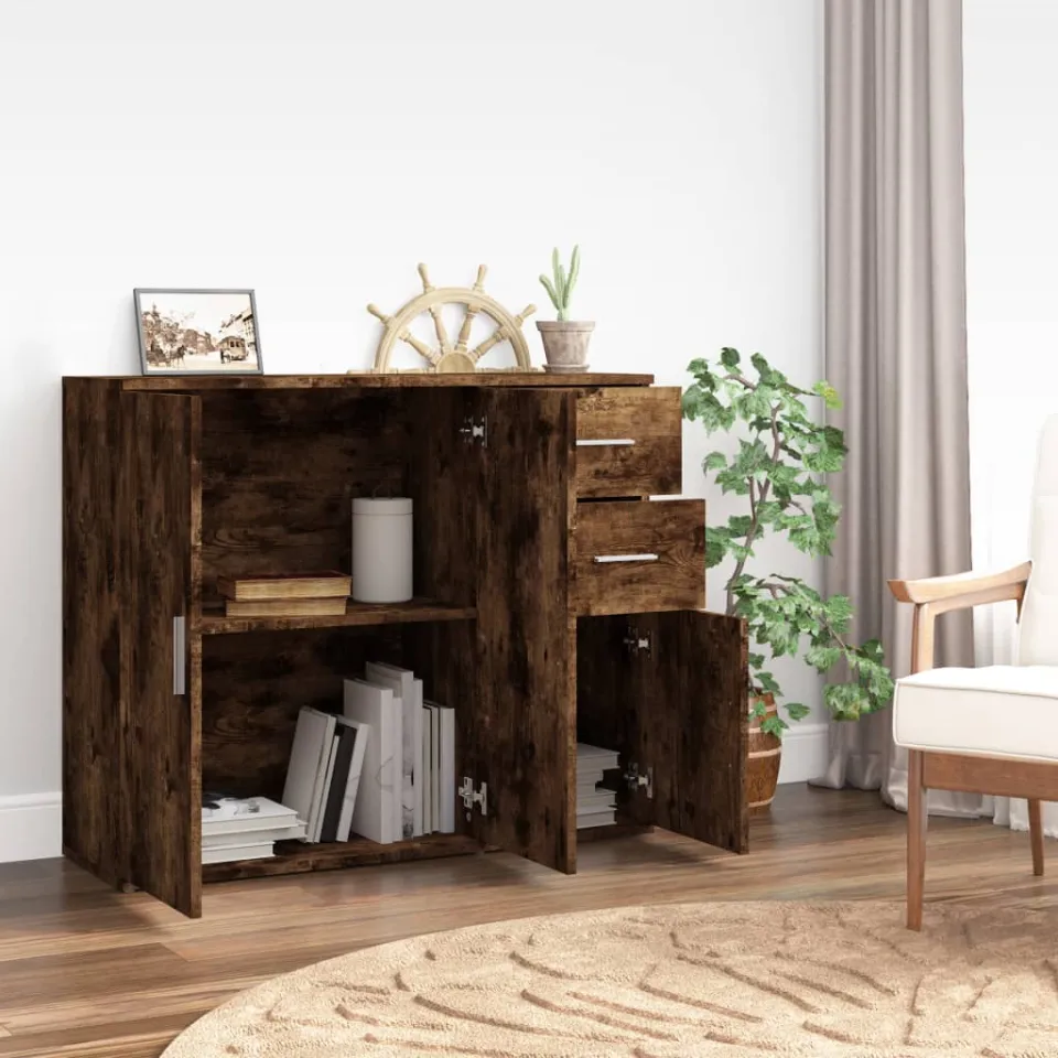 vidaXL Dressoir 91x29,5x75 cm bewerkt hout gerookt eikenkleurig, foto 3