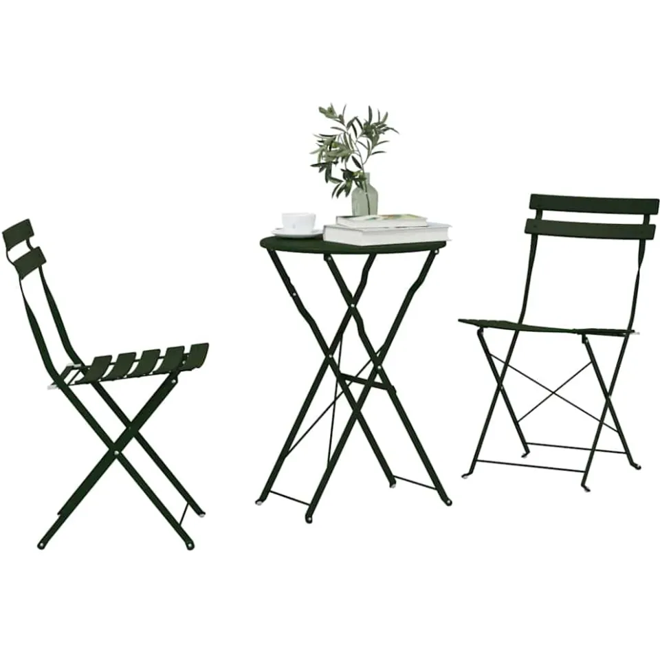 vidaXL Vouw Bistro Set 3 st Bossen Staal Bosgroen