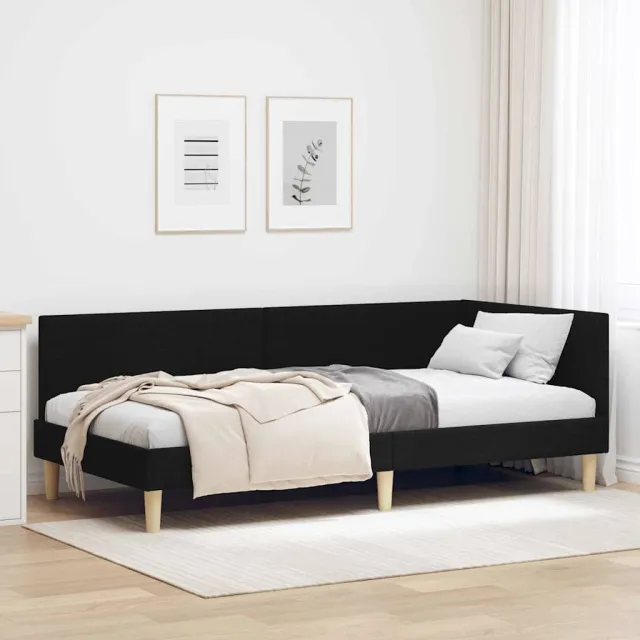 vidaXL Hoekbedframe Zwart 100 x 200 cm Stof