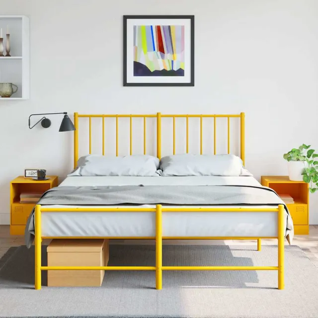 vidaXL Nachtkastjes 2 st 34,5x39x44 cm staal mosterdgeel, foto 2