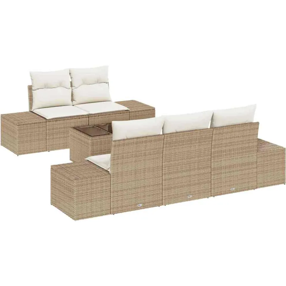 vidaXL Tuin Sofa Set Beige poly rattan