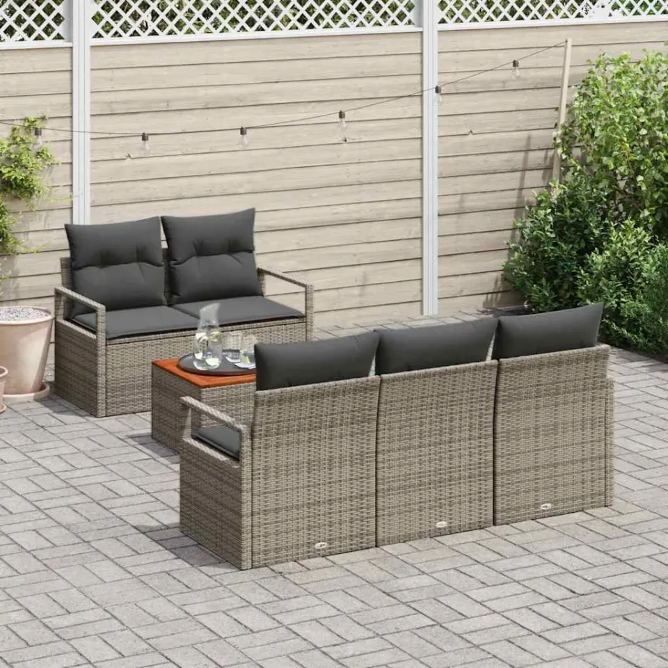 vidaXL Tuinbankenset 6 st Grijs poly rattan, foto 3