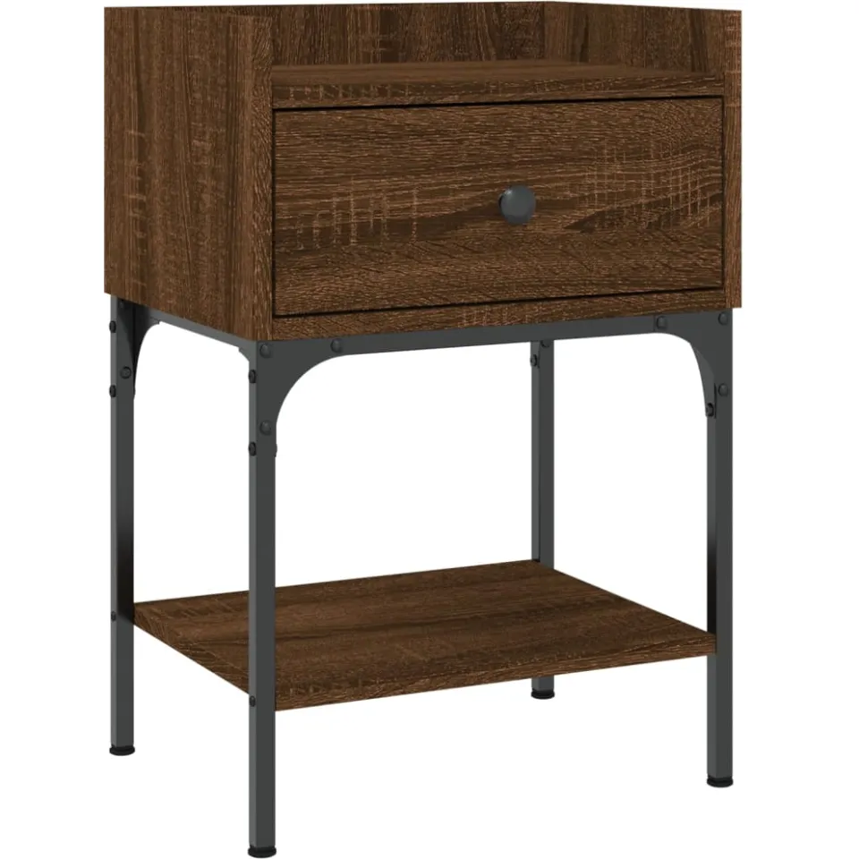 vidaXL Nachtkastjes 2 st 40,5x31x60 cm bewerkt hout bruin eikenkleur