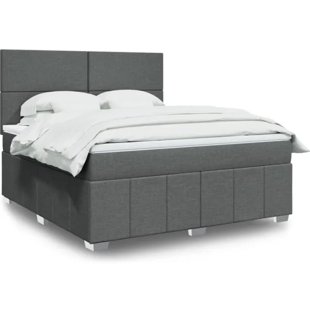 vidaXL Boxspring met matras stof donkergrijs 180x200 cm grijs