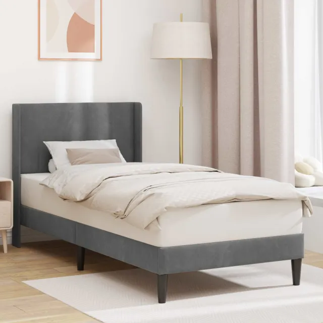 vidaXL Bedframe met hoofdeinde Donkergrijs 90 x 190 cm Fluweel