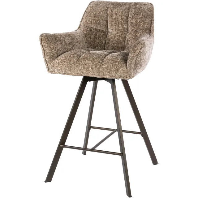 Nest of Nora Set van 2 - Nest of Nora Barstoelen Elda - Draaibaar - Champagne-bruin - 360° draaibare barkruk / barstoel met nosag-vering