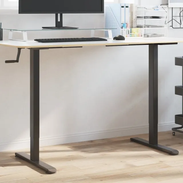 vidaXL Zit-sta bureauframe (94-135)x60x(70-114) cm staal zwart, foto 2