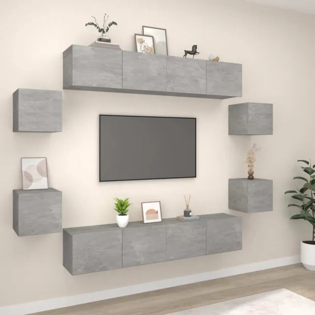 vidaXL 8-delige Tv-meubelset bewerkt hout betongrijs grijs, foto 2