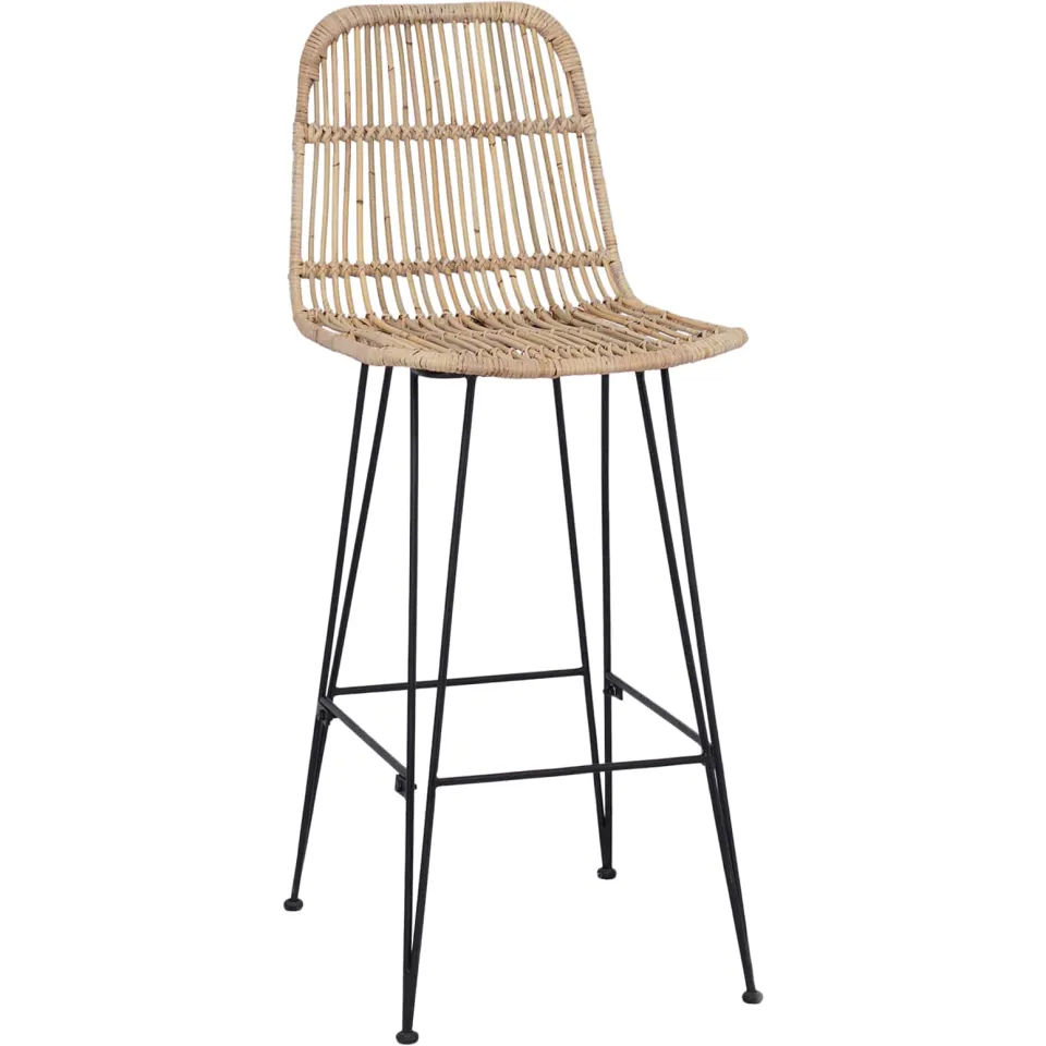 vidaXL Barkruk 2 st Naturel 44 x 55 x 109 cm Rattan en staal, foto 3