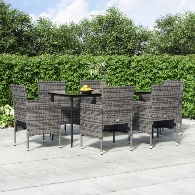 vidaXL 7-delige Tuinset met kussens grijs en zwart, foto 2