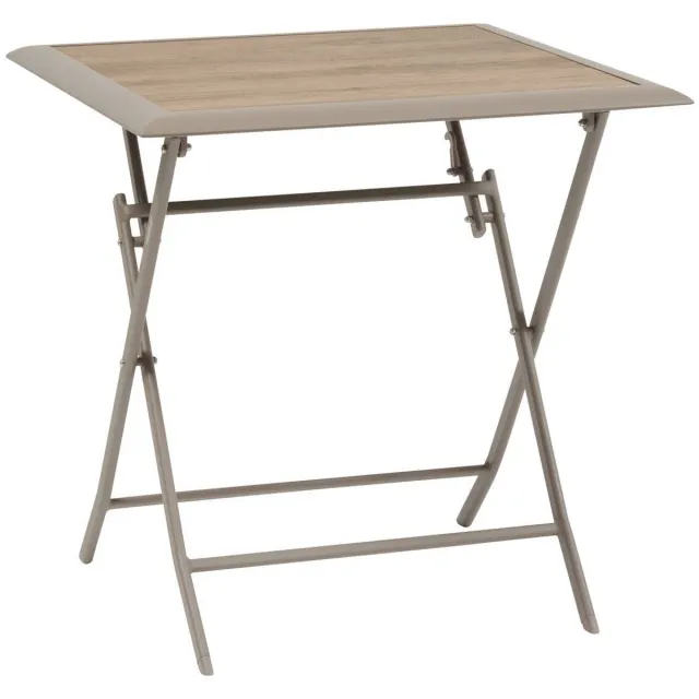 Hespéride Opvouwbare tuintafel voor 2 personen van aluminium en glas met houtlook AZUA Cafe