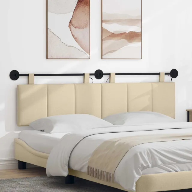 vidaXL Hangend hoofdbord Crèmekleurig Fluweel