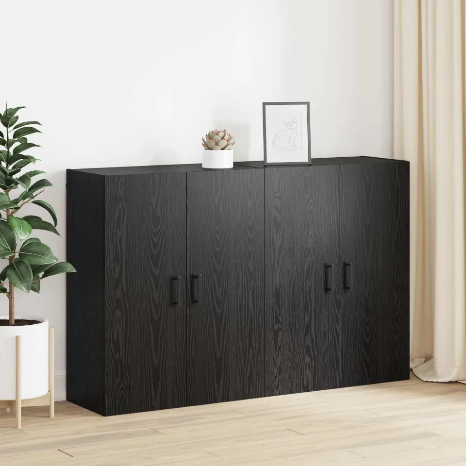 vidaXL Wandkast 2 st Zwart Eiken 69,5 x 34 x 90 cm Bewerkt hout, foto 4