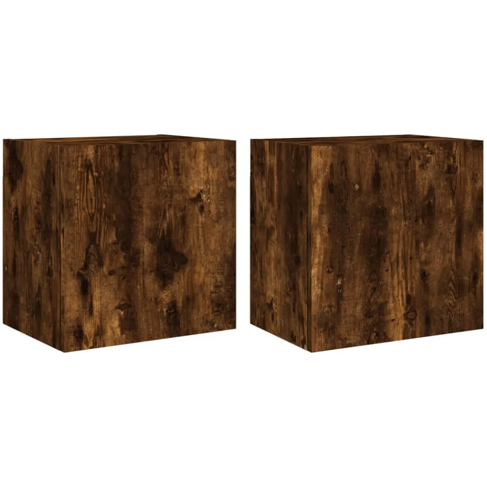 vidaXL Tv-wandmeubels 2 st 40,5x30x40 cm bewerkt hout gerookt eiken Bruin