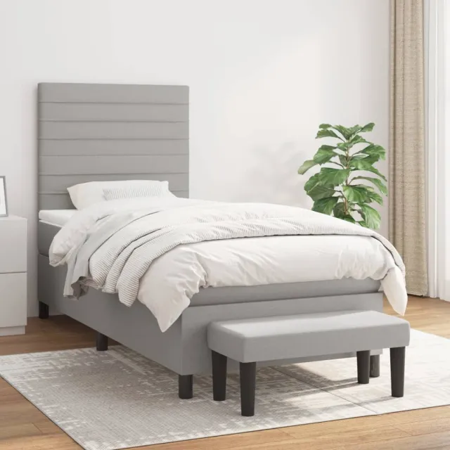 vidaXL Boxspring met matras stof lichtgrijs 90x190 cm grijs