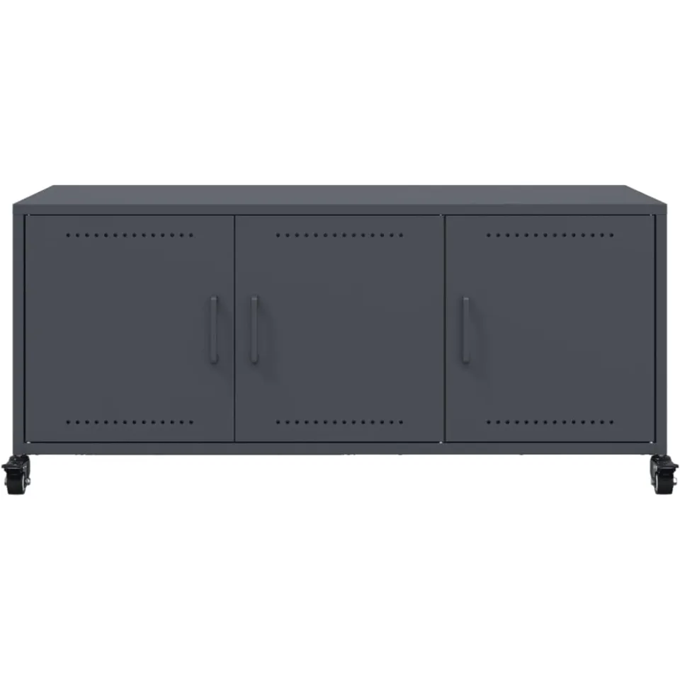 vidaXL Tv-meubel 100,5x39x43,5 cm staal antracietkleurig, foto 4