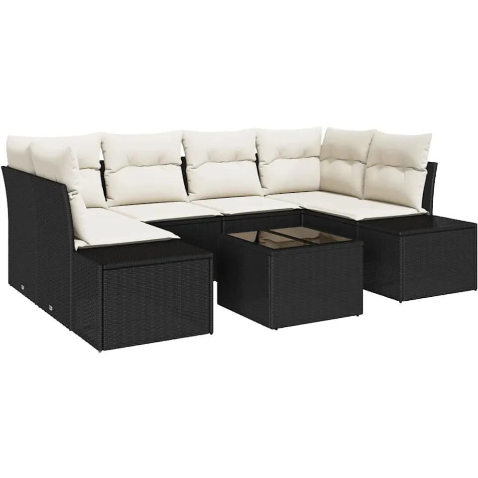 vidaXL Tuin Sofa Set 7 st Zwart poly rattan