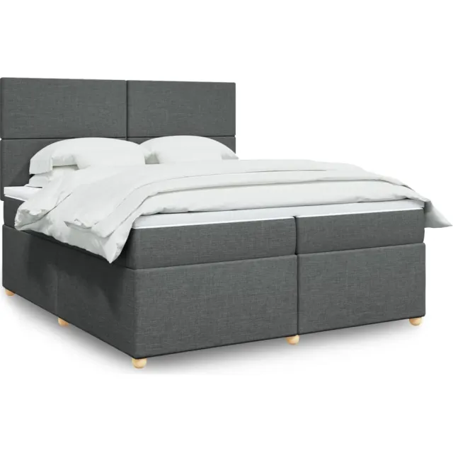vidaXL Boxspring met matras stof donkergrijs 200x200 cm grijs