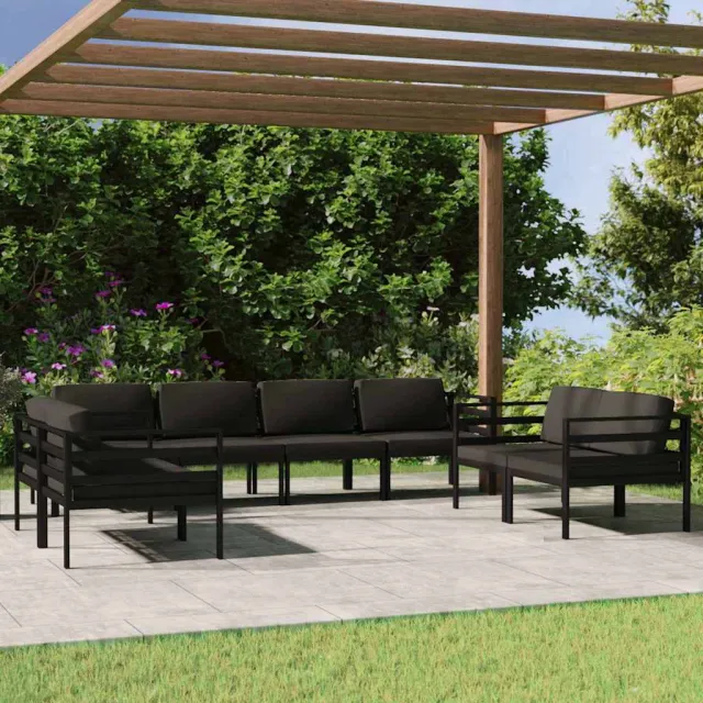 vidaXL 8-delige Loungeset met kussens aluminium antracietkleurig, foto 2