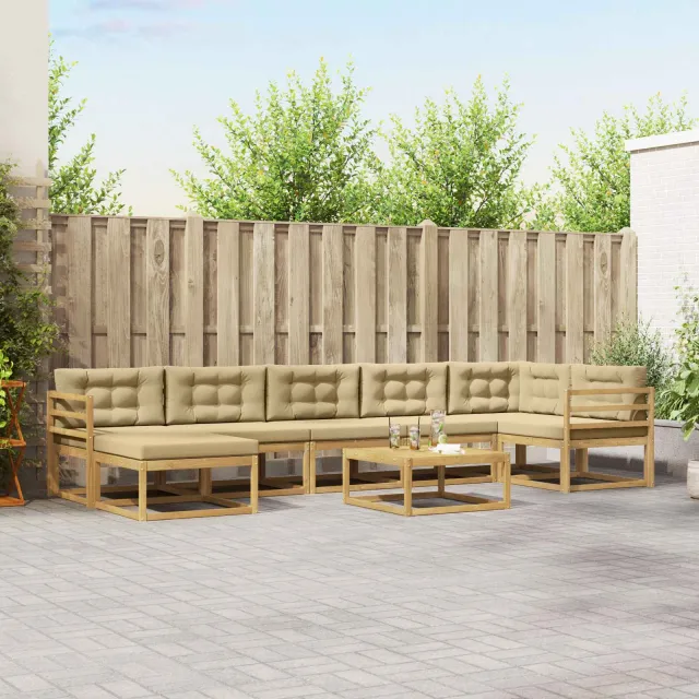 vidaXL Buiten bankenset 8 st 7-zits Wit en Beige