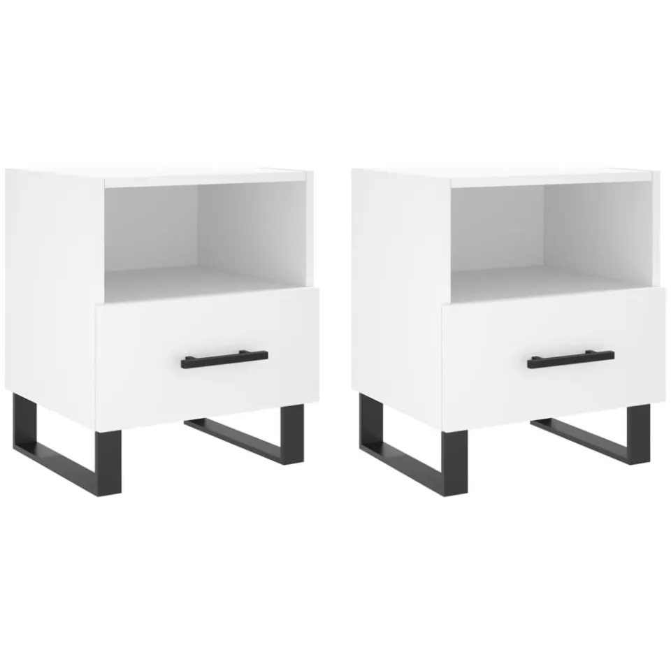 vidaXL Nachtkastjes 2 st 40x35x47,5 cm bewerkt hout wit, foto 3