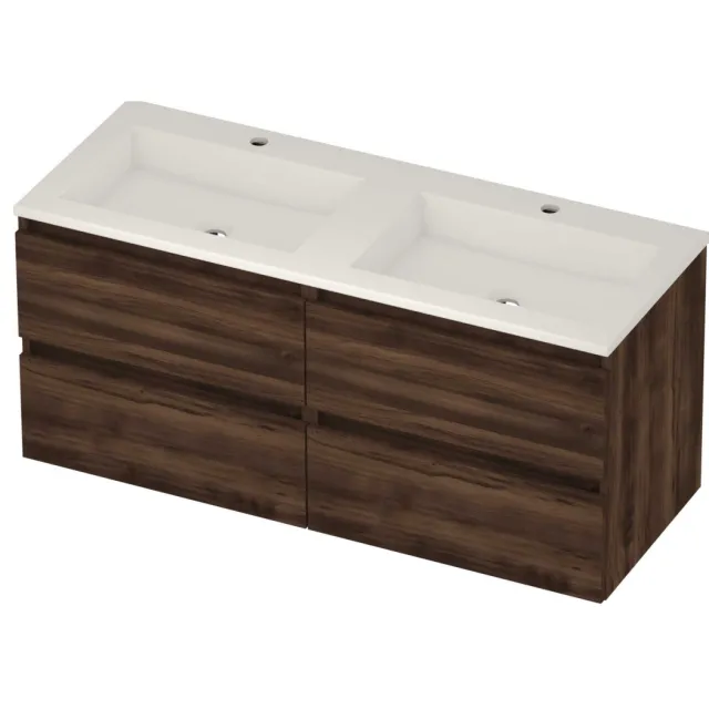 Basic-Line Aura 46 Badmeubelset Acryl 120x46x54 cm A46gweba2x602 Barista Oak Glans Wit